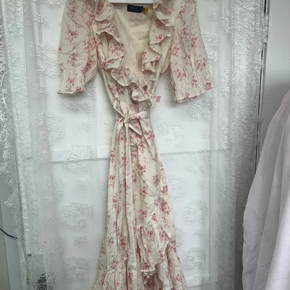 Floral Wrap Skirt - Cream and Pink - Picture 2 of 6